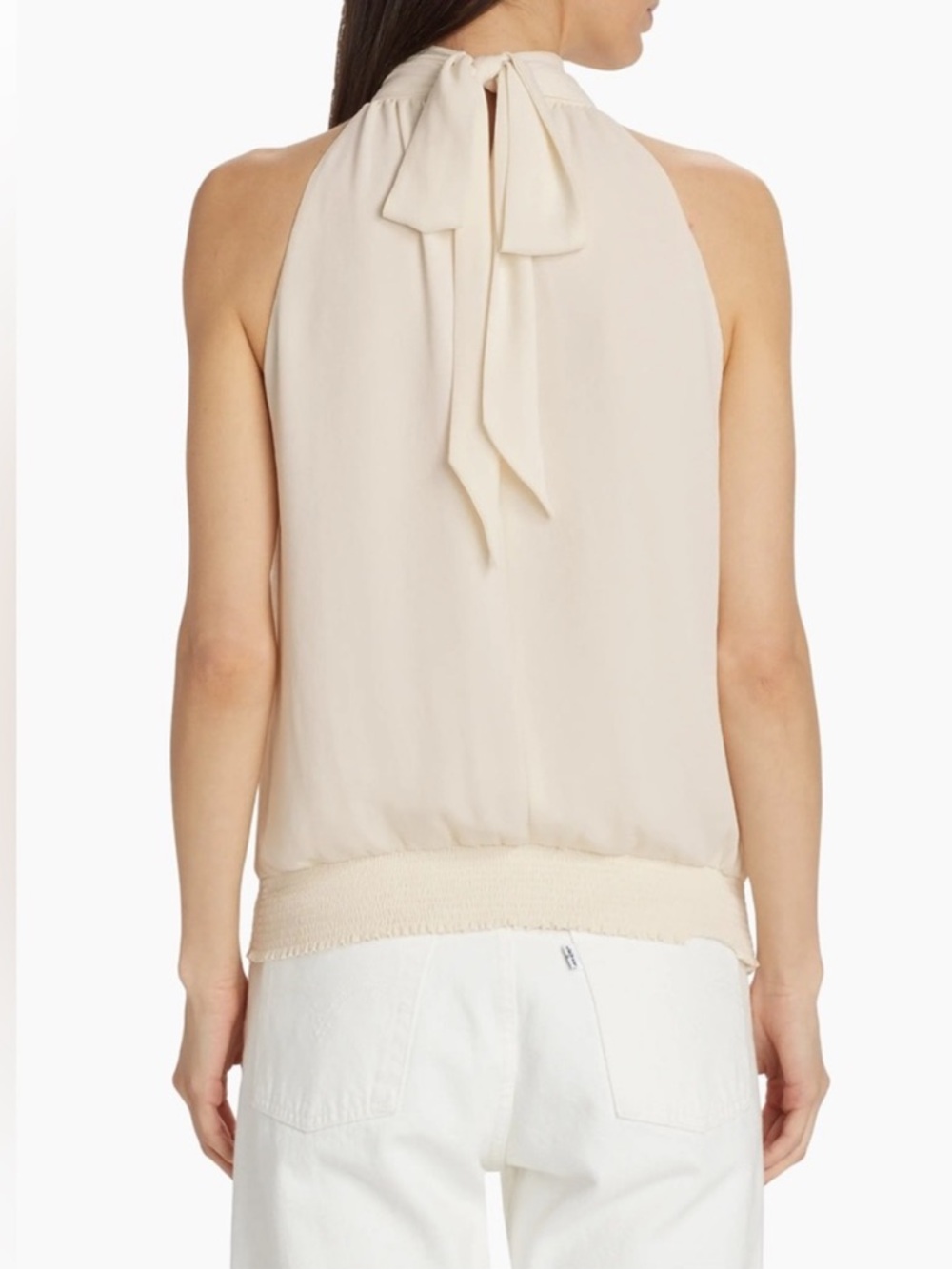 Ramy‎ Brook “Sunny” Halter Smocked Waist Sleeveless Cream Blouse New! - Picture 4 of 11